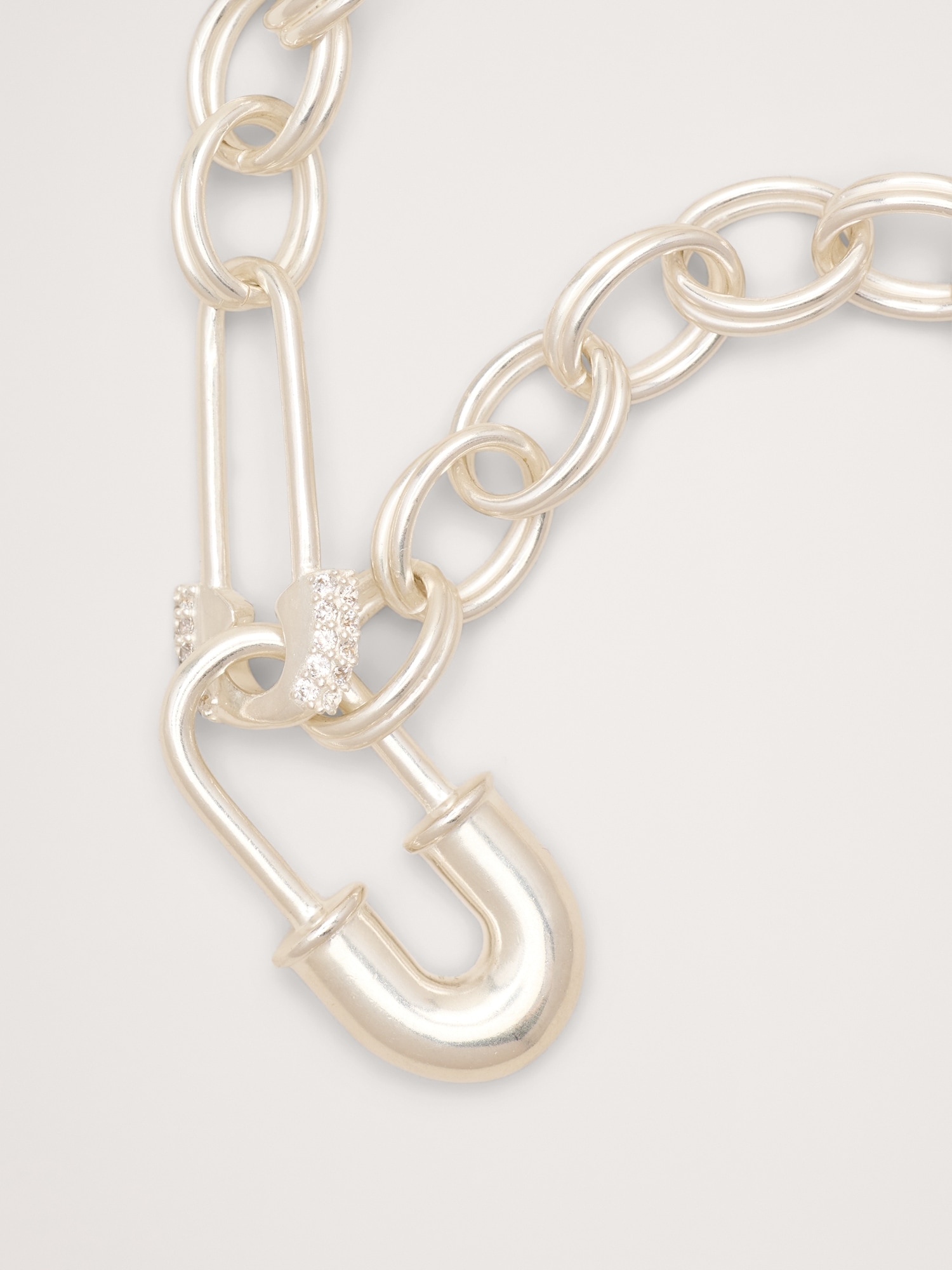 Image number 3 showing, Rhinestone Safety Pin Chain Necklace