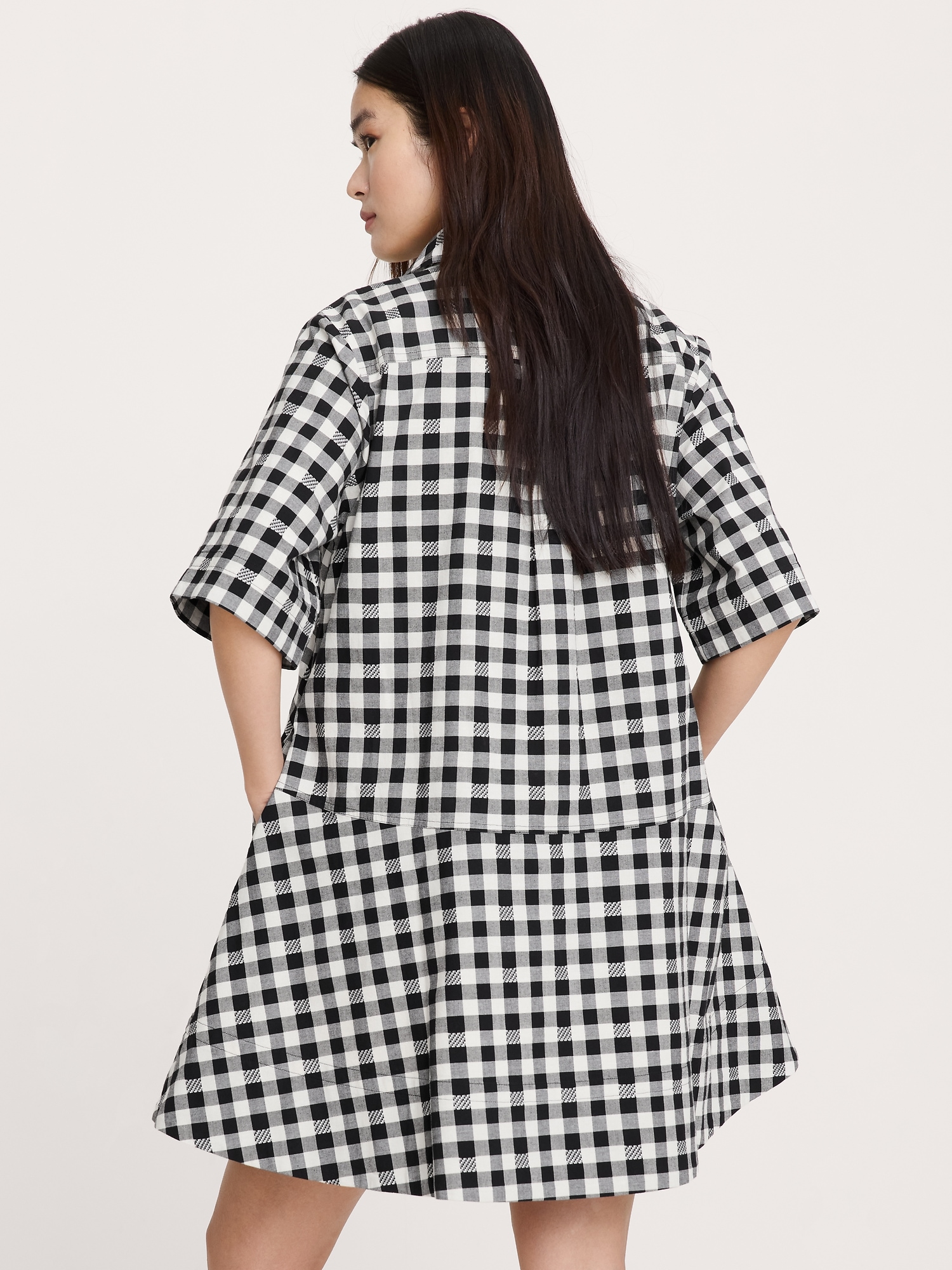 Image number 4 showing, Cotton Poplin Trapeze Mini Shirt Dress