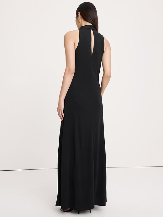 navy blue dress for baby girl Black Silk Slip Dress: Cowl Neck Backless Maxi Satin Gown main image 1