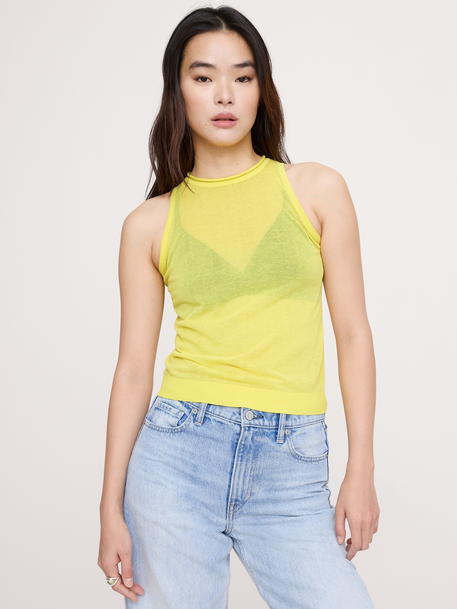 Sheer Ultra-Fine Cotton Sweater Tank