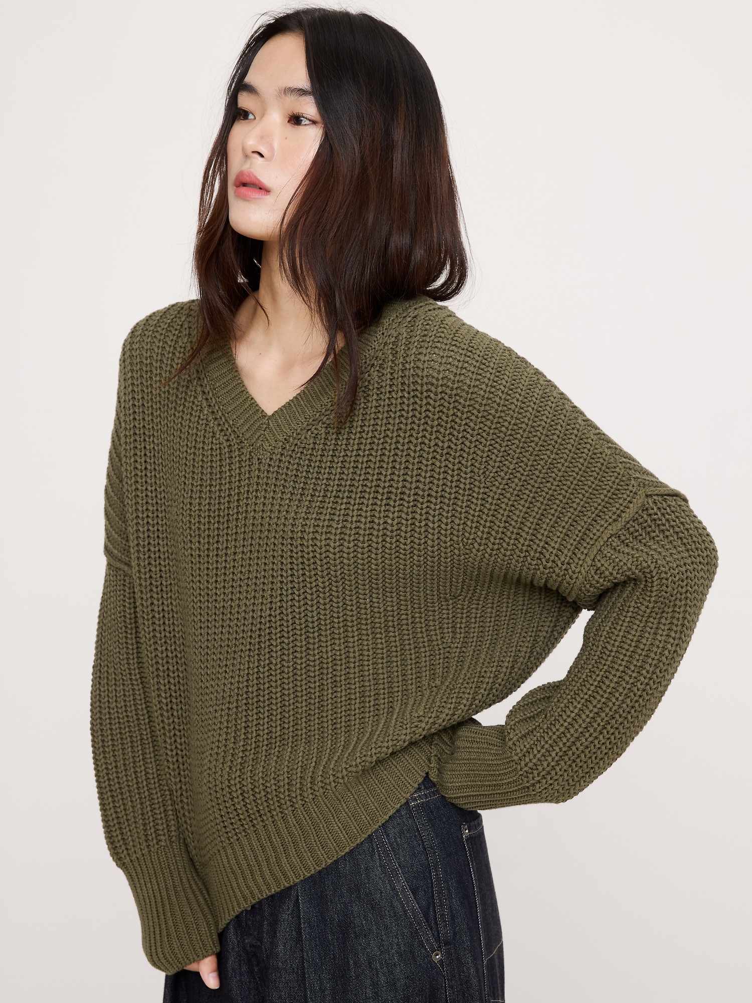 Image number 3 showing, Cotton V-Neck Sweater