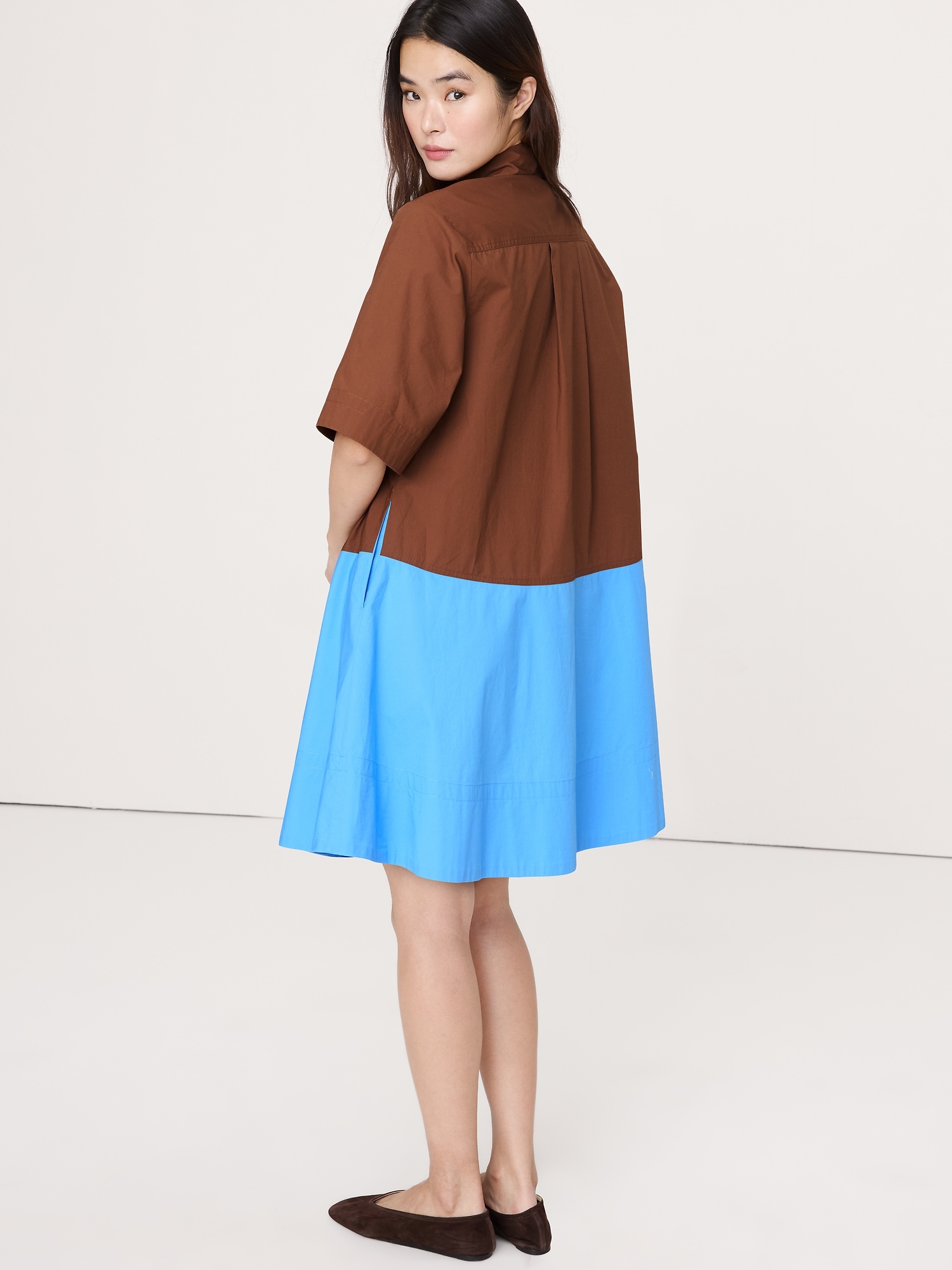 Image number 2 showing, Cotton Poplin Trapeze Mini Shirt Dress
