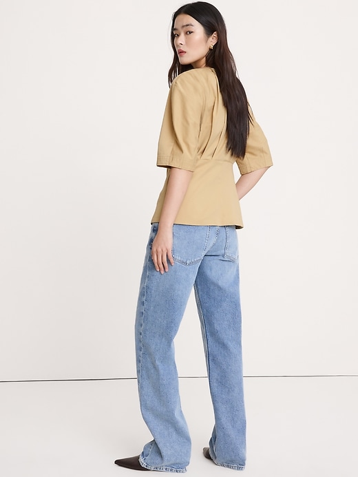 Soft Cotton Zip-Neck Top | Banana Republic