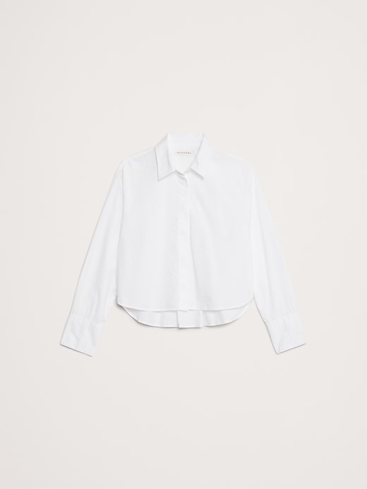 Image number 7 showing, Cropped Cotton Poplin Shirt with Elbow Patches