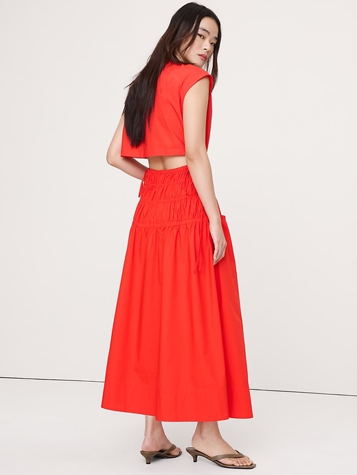 Image number 7 showing, Smocked Cotton Poplin Maxi Dress with Open Back
