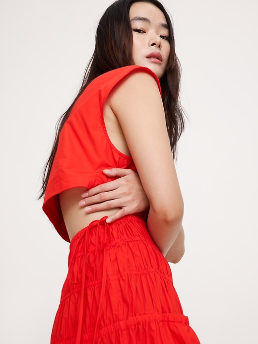 Image number 8 showing, Smocked Cotton Poplin Maxi Dress with Open Back