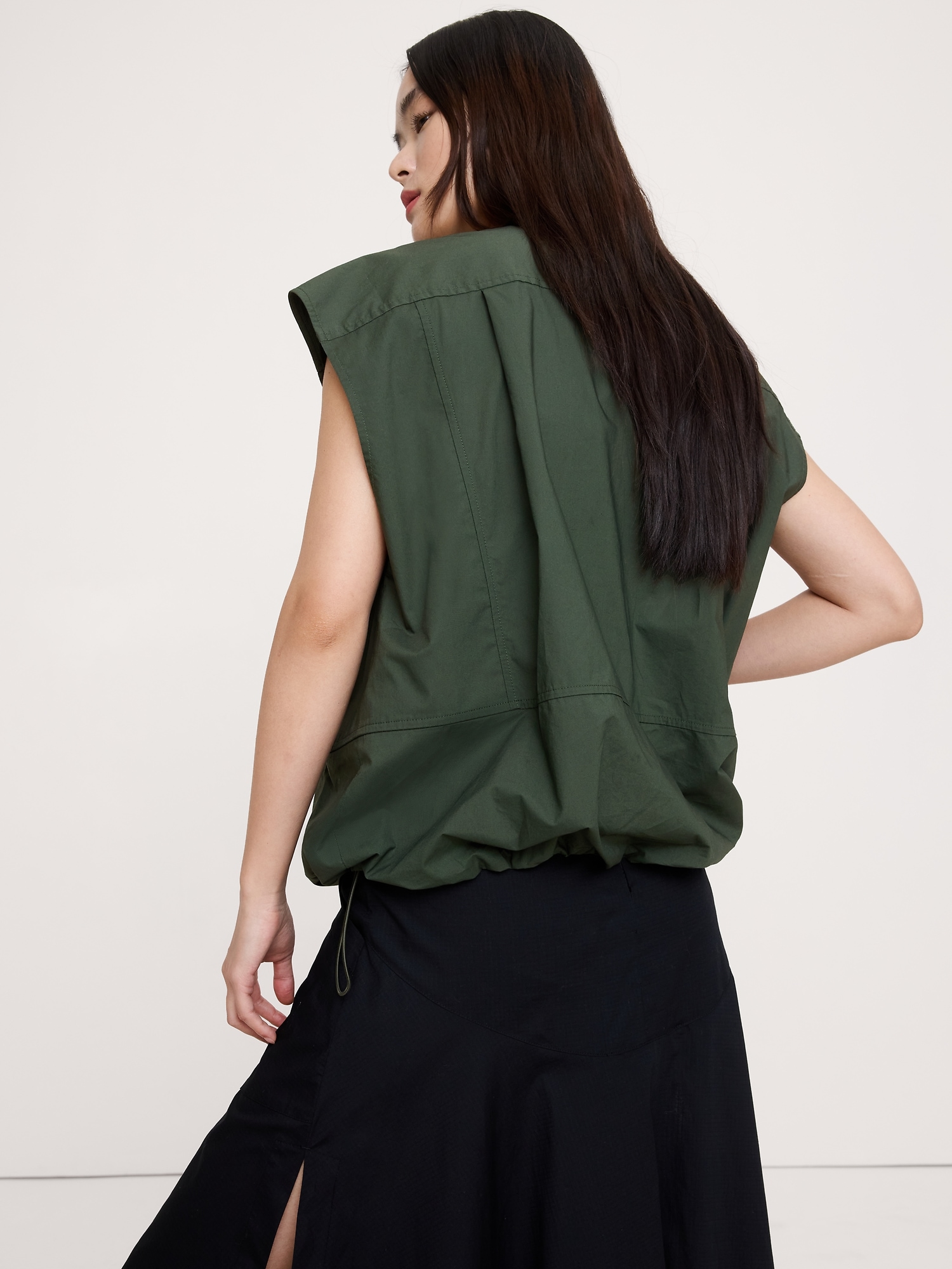 Image number 5 showing, Cotton Poplin Bubble-Hem Top