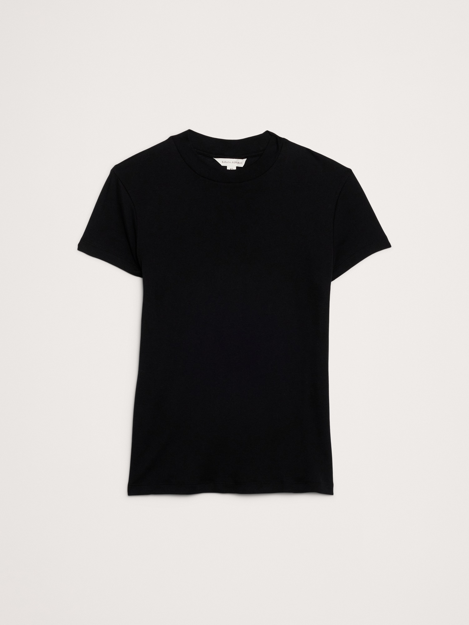 Женская футболка Banana Republic Airy Cotton Mock-Neck, цвет: Чёрный — фото 4