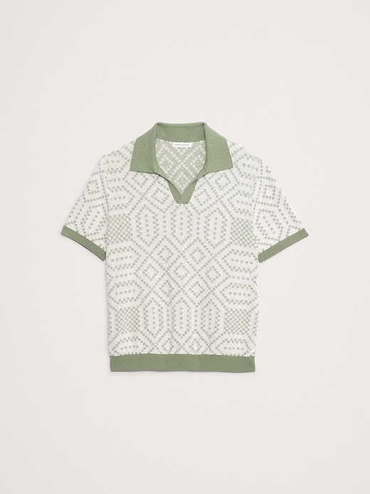 Linen-Cotton Blend Jacquard Polo | Banana Republic