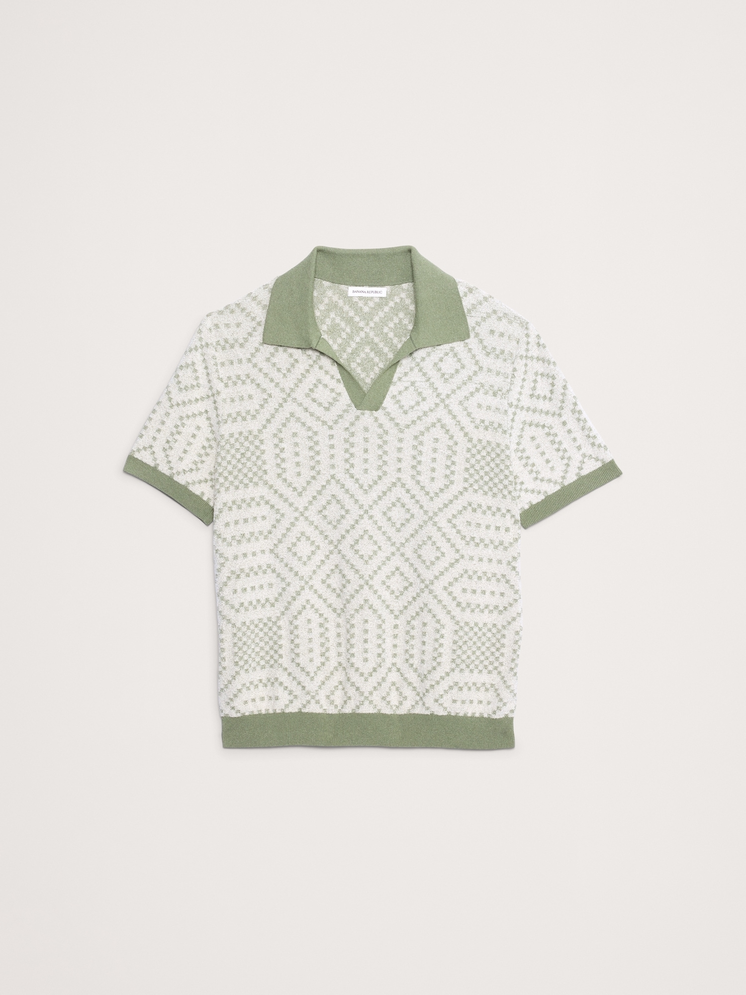 Image number 4 showing, Linen-Cotton Blend Jacquard Polo