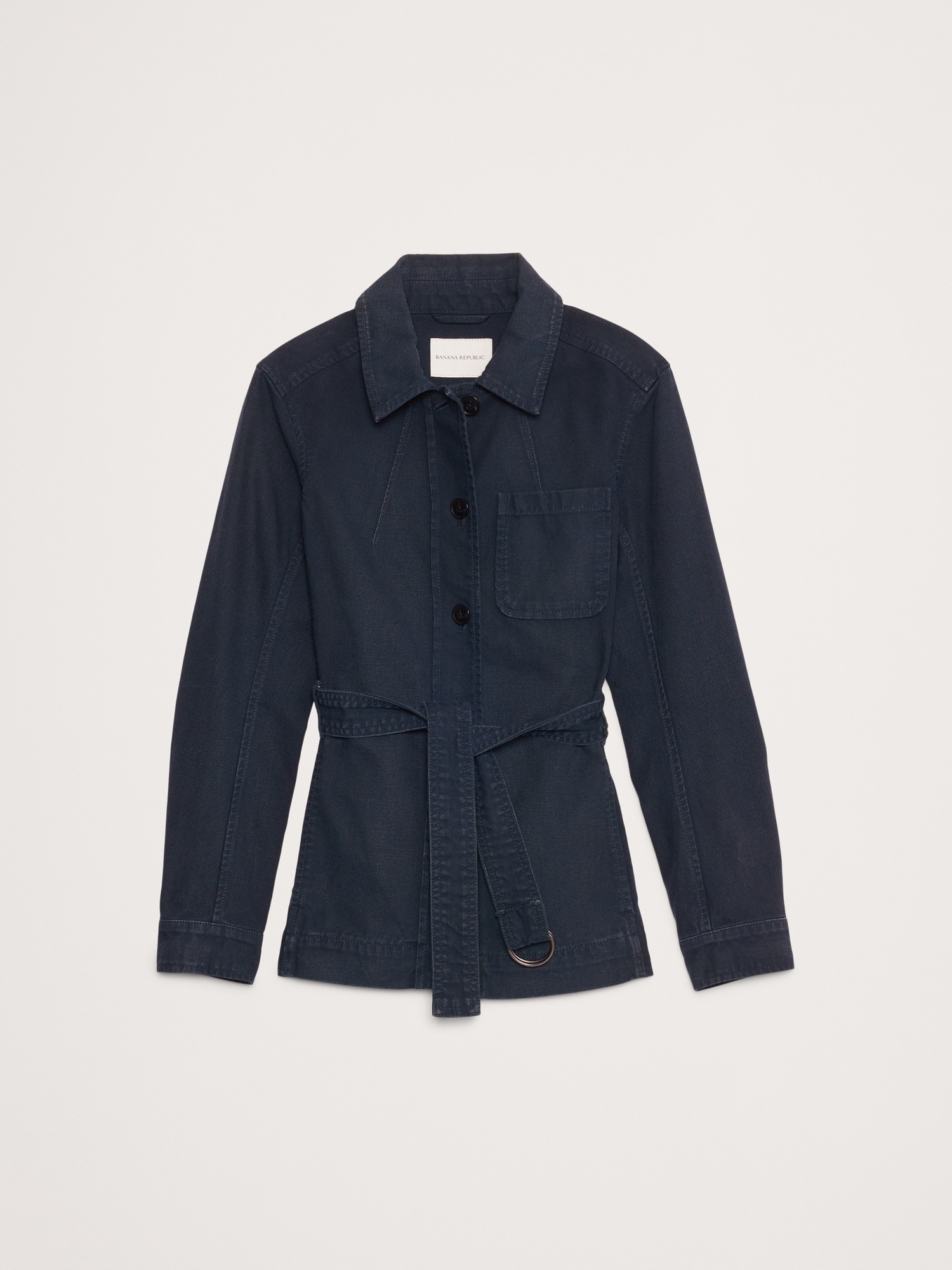 Женская куртка Banana Republic Cotton Canvas Shirt Jacket, цвет: Тёмно-синий — фото 4