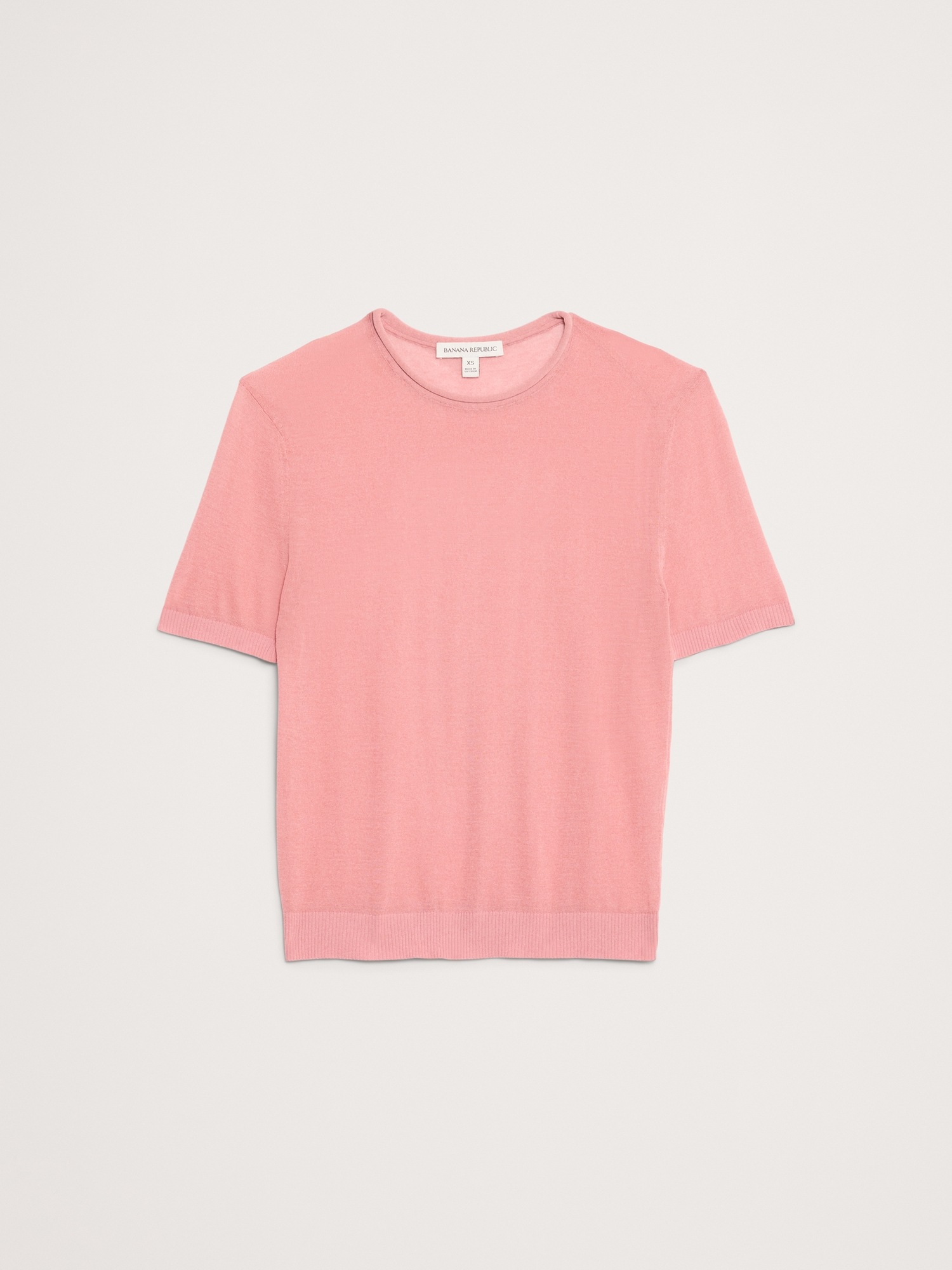 Женский свитер Banana Republic Sheer Ultra-Fine Cotton Sweater Tee, цвет: Пудровый розовый — фото 4