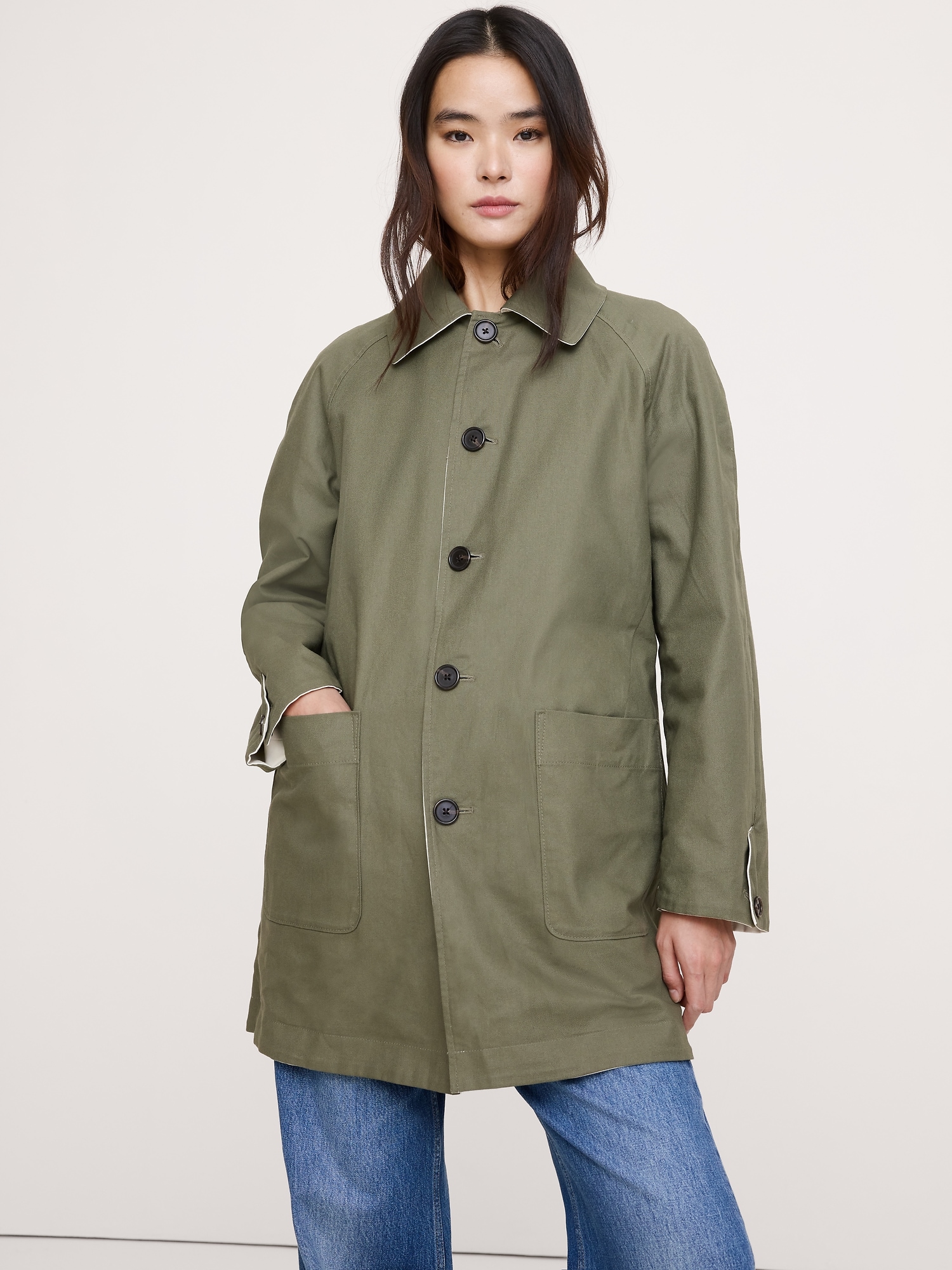 Image number 8 showing, Short Reversible Cotton Car Coat