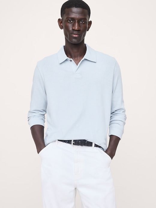 Cotton Jersey Long-Sleeve Polo