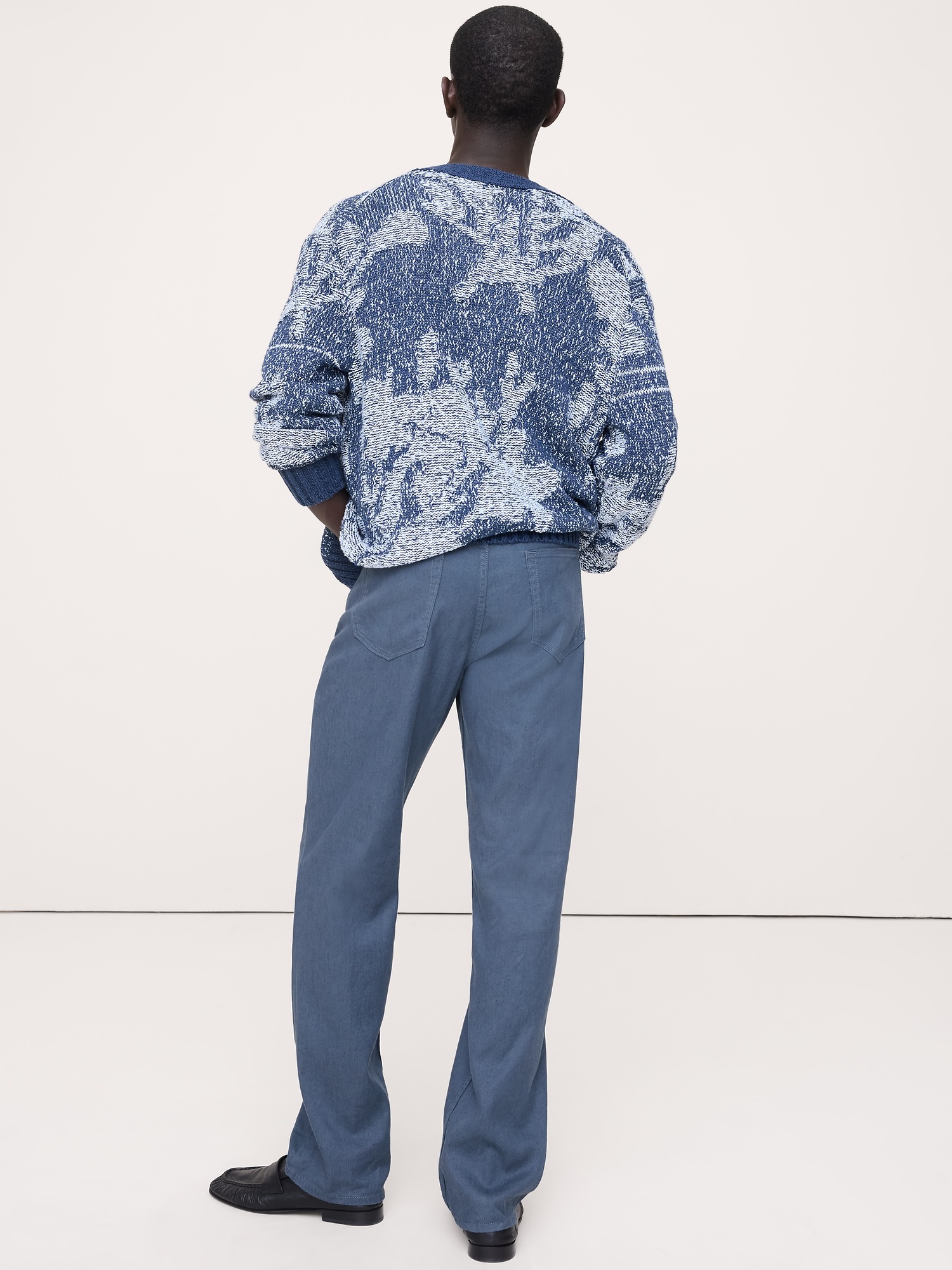 Мужские брюки Banana Republic Straight Linen-Cotton Traveler Pant, цвет: Синий серый — фото 2