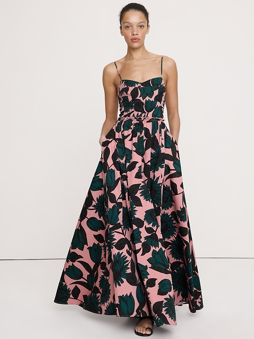 banana republic pink maxi dress Banana Republic Etude Silk Maxi Dress In Pink