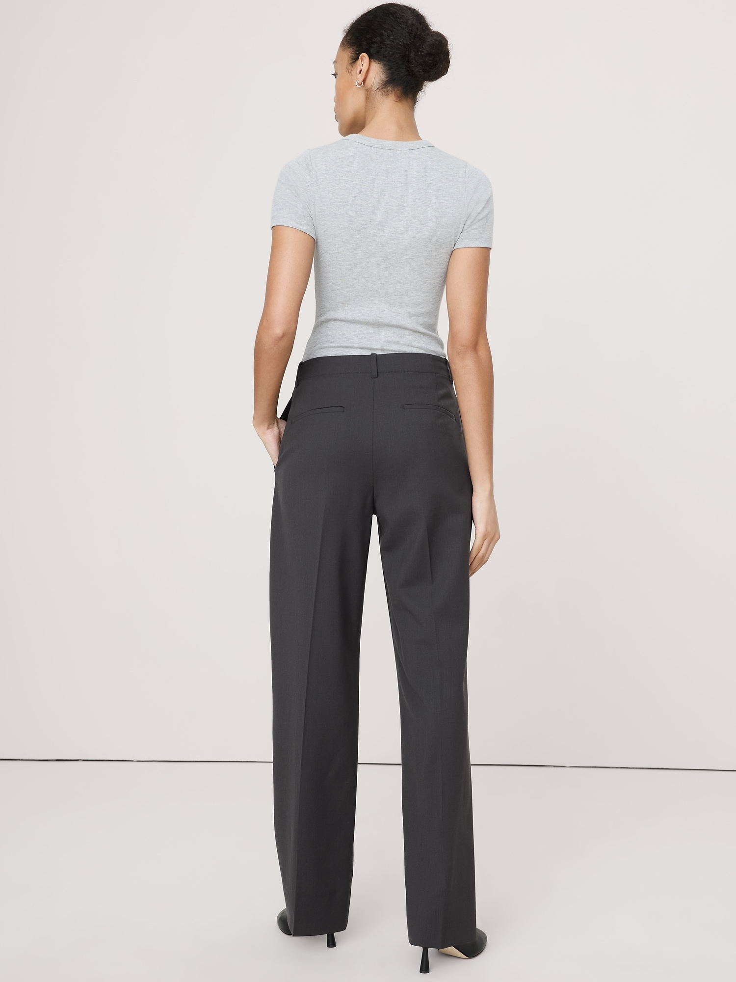 Image number 3 showing, High-Rise Modern Straight Italian Wool Pant