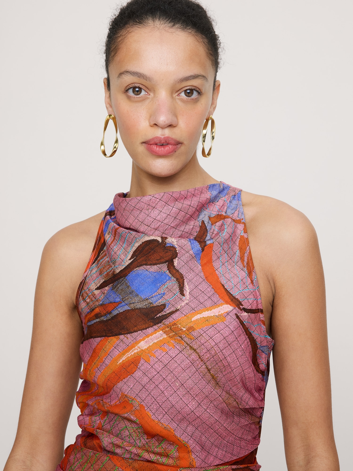 Image number 3 showing, Viscose-Linen Cowl-Neck Dress