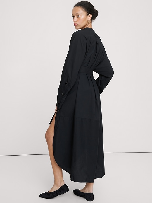 black banana republic shirt dress Women's Poplin Utility Midi Shirtdress Black Petite Size L