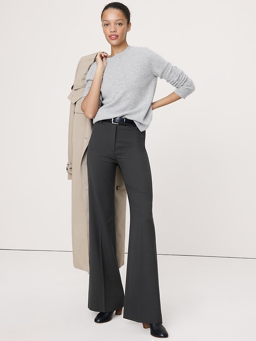 High-Rise Flare Italian Lightweight Wool Pant