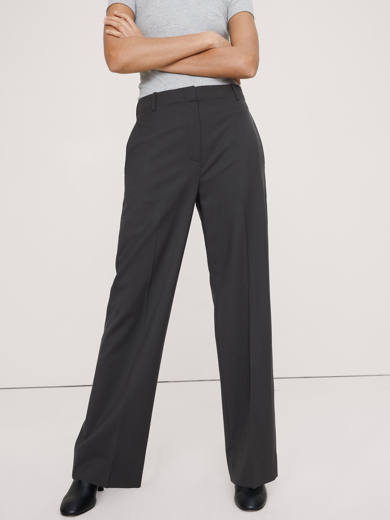 Image number 4 showing, High-Rise Modern Straight Italian Wool Pant