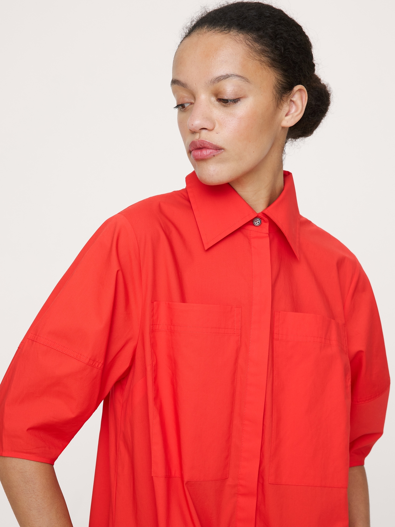 Image number 3 showing, Cotton Poplin Barrel Shirt Dress