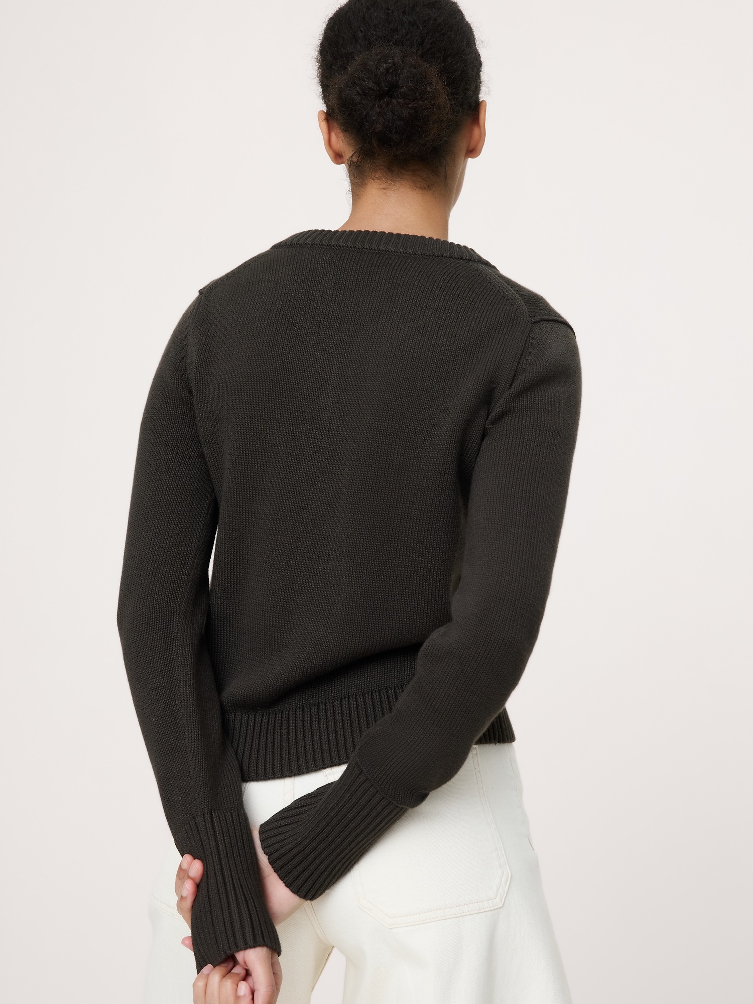 Женский свитер Banana Republic Larkspur Cotton-Silk V-Neck, цвет: Brownstone — фото 2