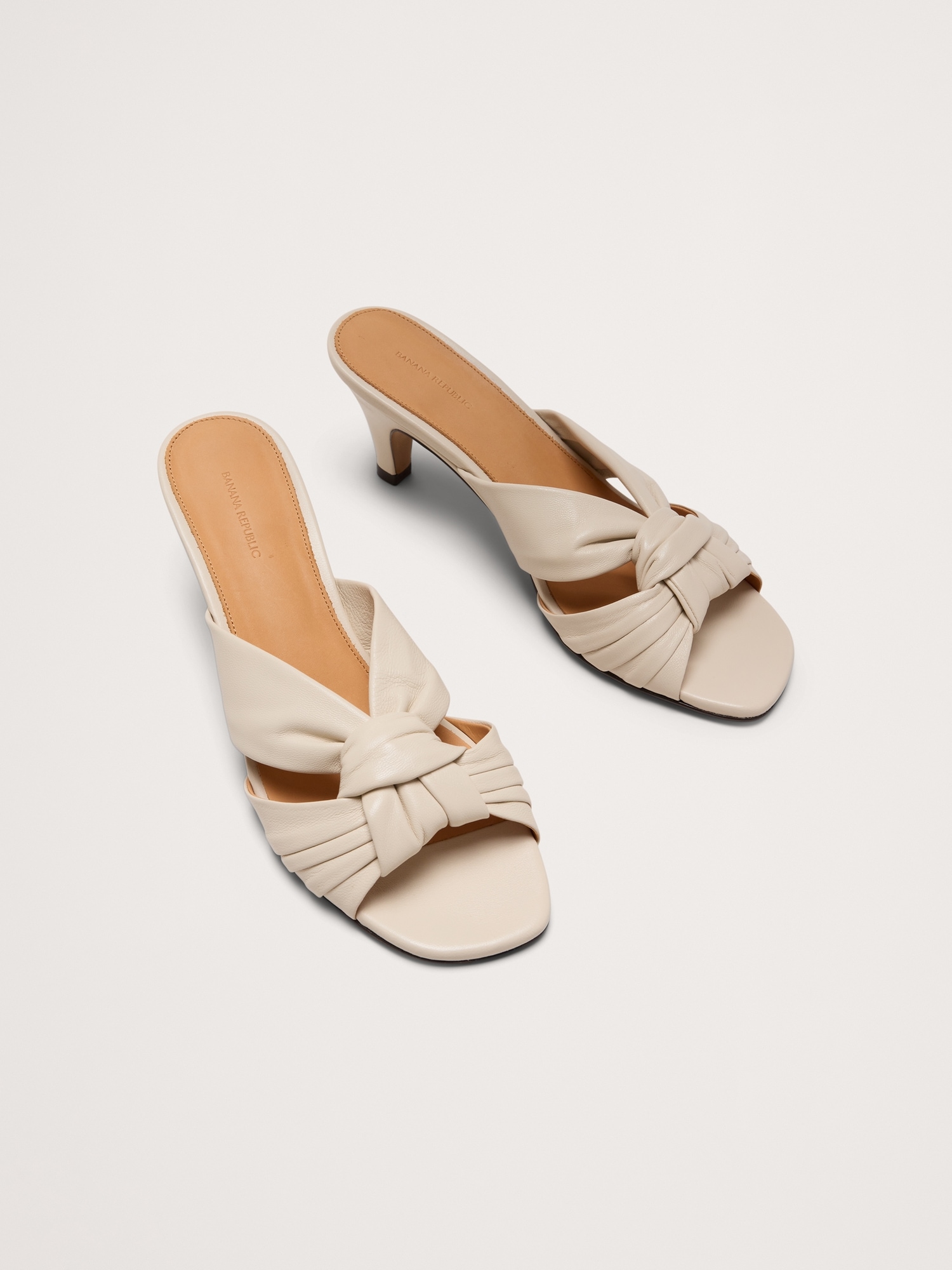 Image number 3 showing, Italian Leather Soft-Knot Heeled Sandal