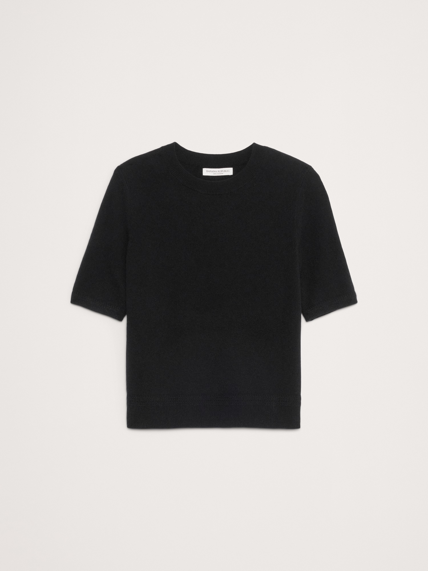 Женский свитер Banana Republic Lightweight Cashmere Short-Sleeve Sweater, цвет: Чёрный — фото 2