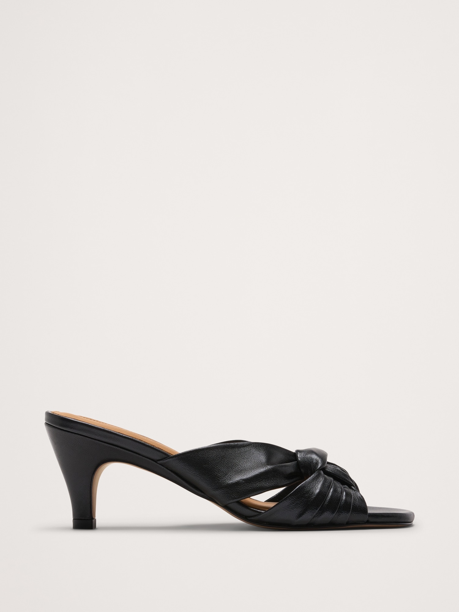 Italian Leather Soft-Knot Heeled Sandal