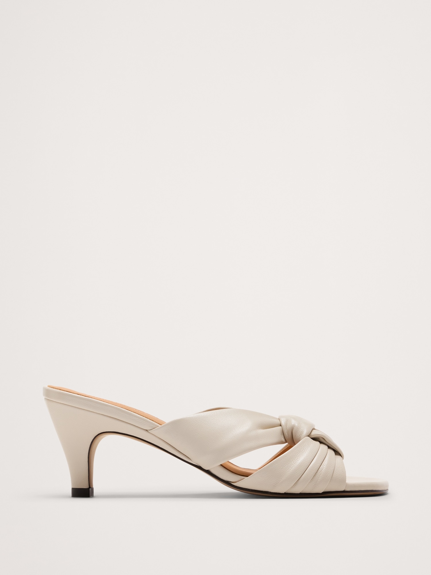 Image number 1 showing, Italian Leather Soft-Knot Heeled Sandal