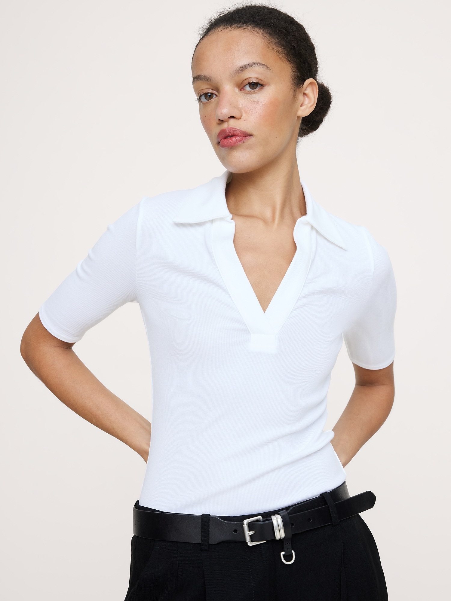 Image number 3 showing, Ribbed Elbow-Sleeve Polo