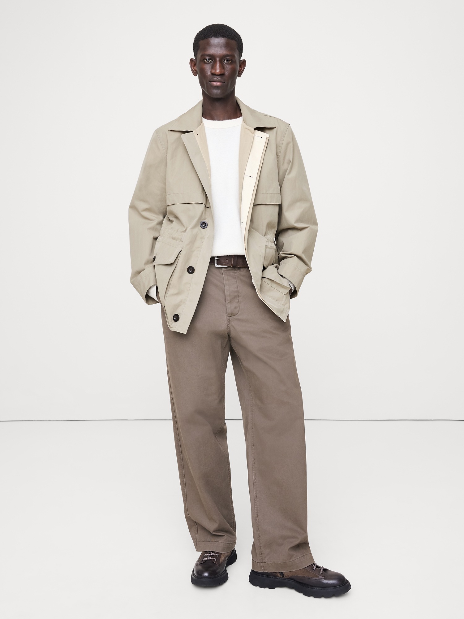 Мужская куртка Banana Republic Cotton-Nylon Field, цвет: Каменный бежевый