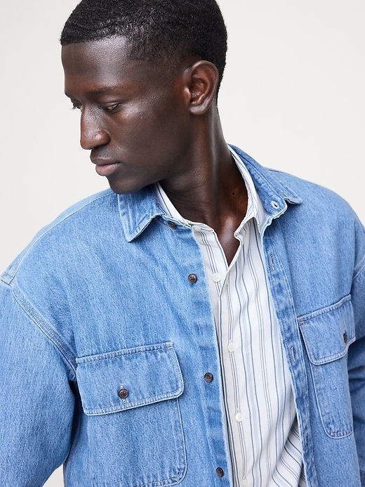 Relaxed-Fit Denim Overshirt | Banana Republic