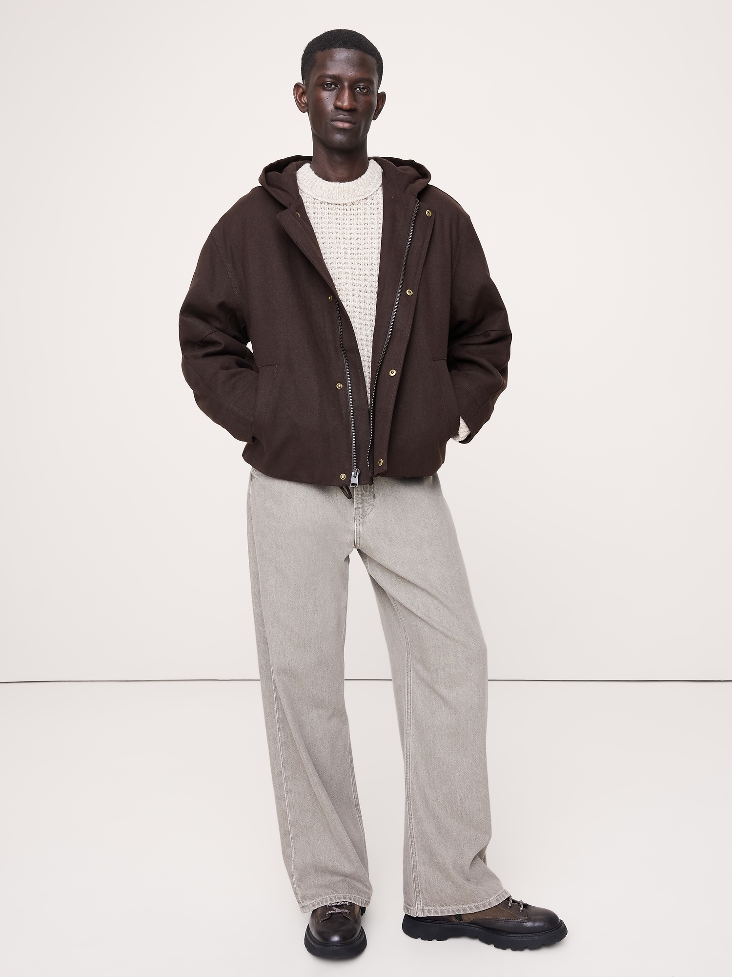 Hemp-Cotton Canvas Insulated Bomber Jacket