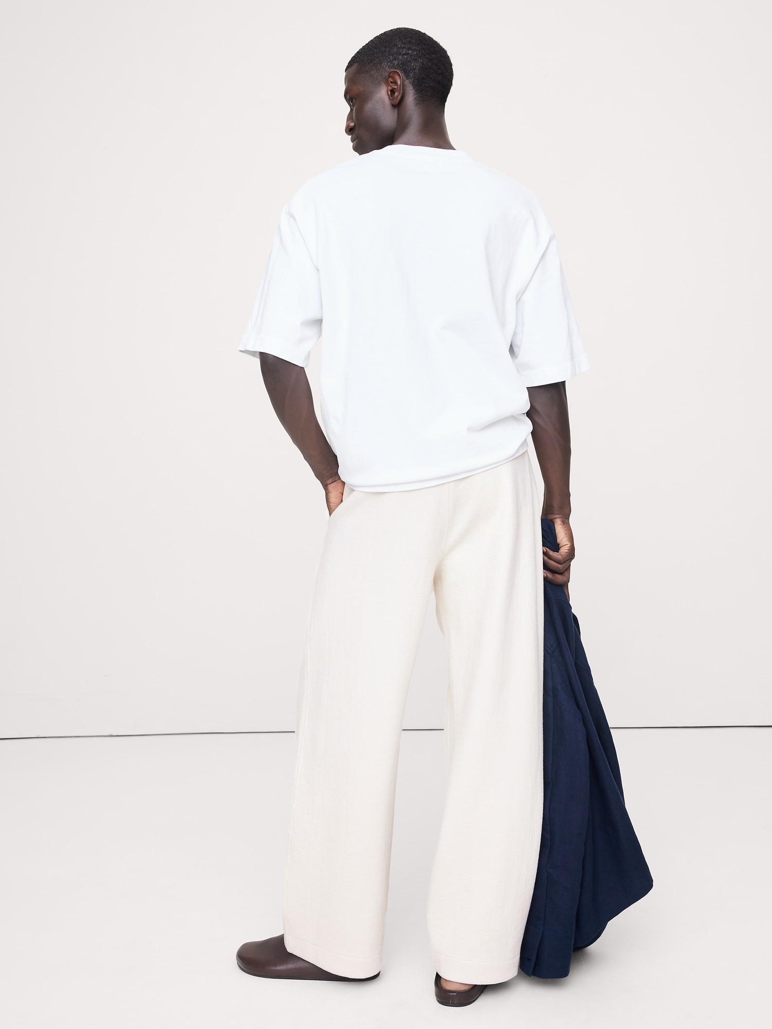 Image number 2 showing, Crinkle Cotton-Wool Pleated Pull-On Pant