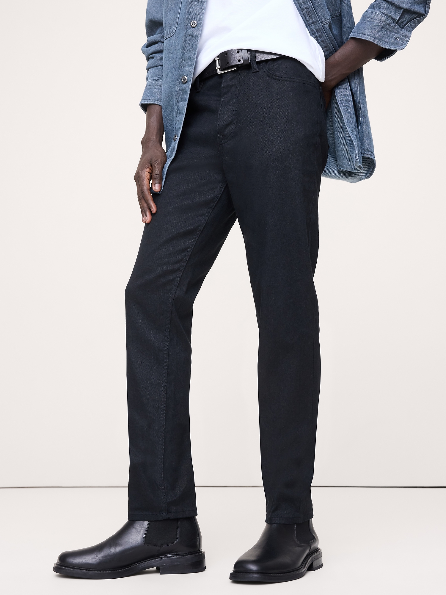 Мужские брюки Banana Republic Slim Linen-Cotton Traveler Pant, цвет: Чёрный — фото 3