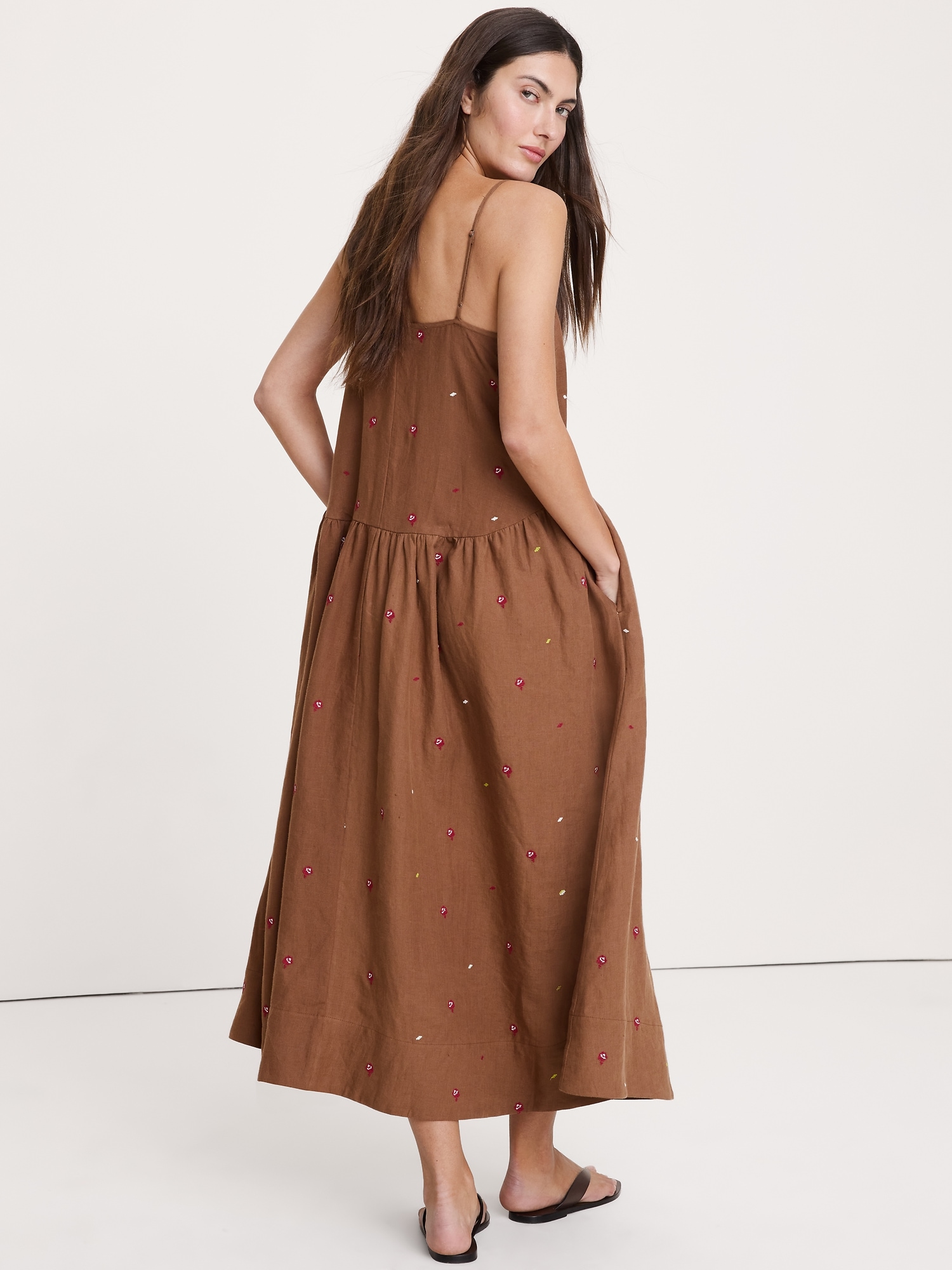 Image number 2 showing, Linen Drop-Waist Maxi Dress