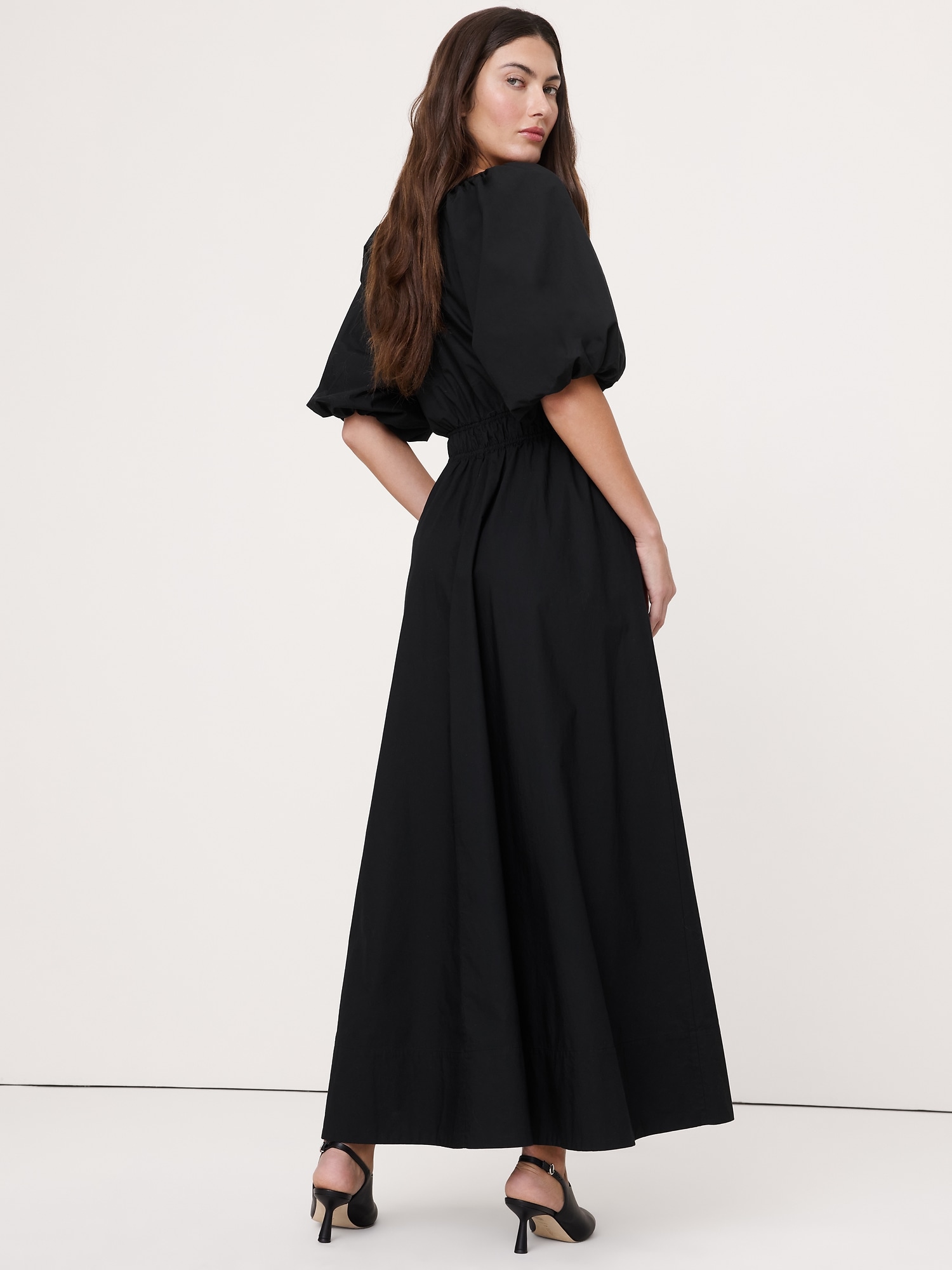 Image number 5 showing, Cotton Poplin Puff-Sleeve Maxi Dress