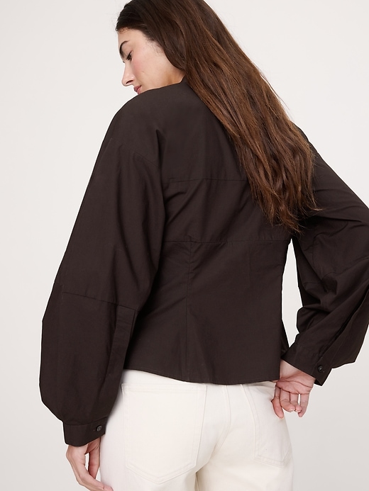 Cotton Poplin Balloon-Sleeve Shirt | Banana Republic