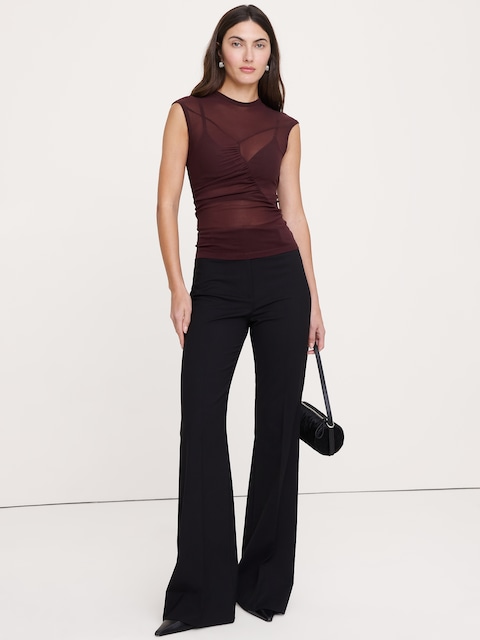 Ruched Mesh Top