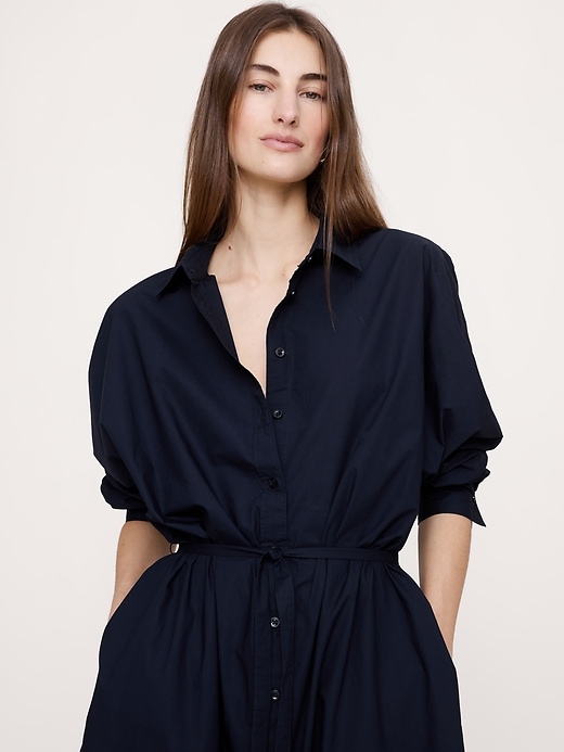 poplin shirt dress banana republic Cotton Poplin Midi Shirt Dress