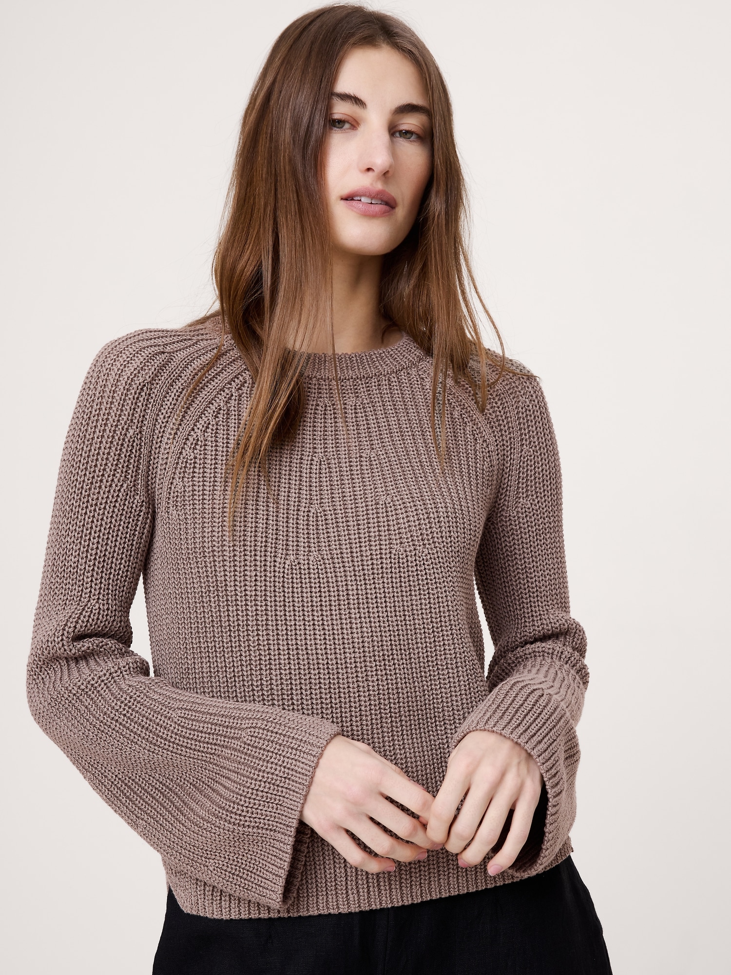 Cotton Flare-Sleeve Sweater