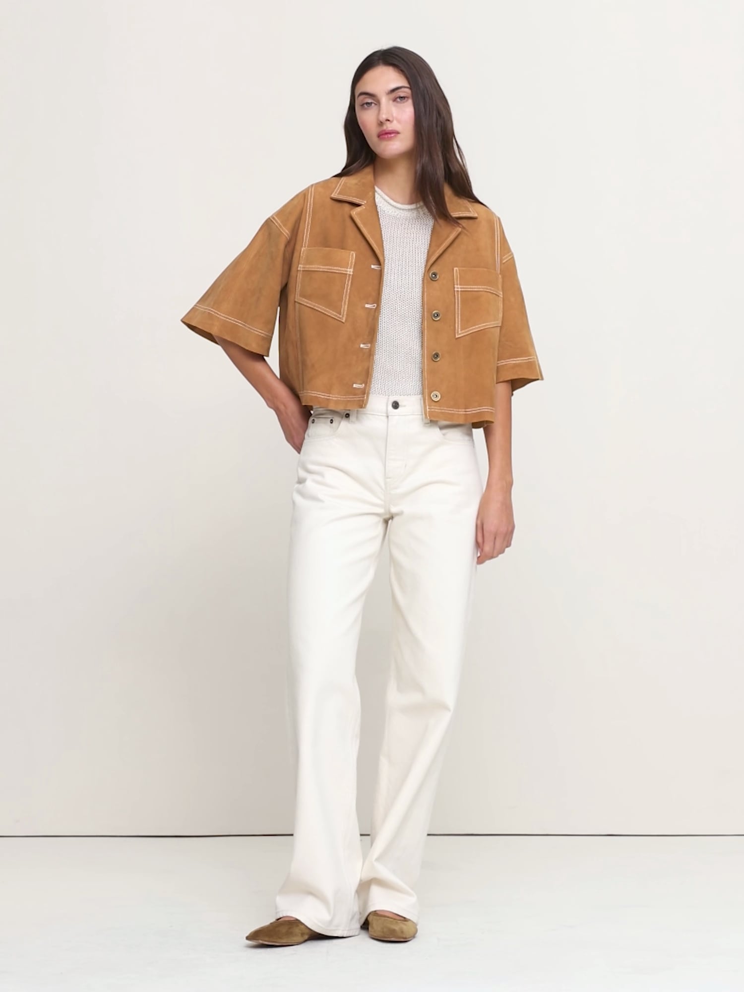 Oversized Short Suede Jacket - thumbnail 7