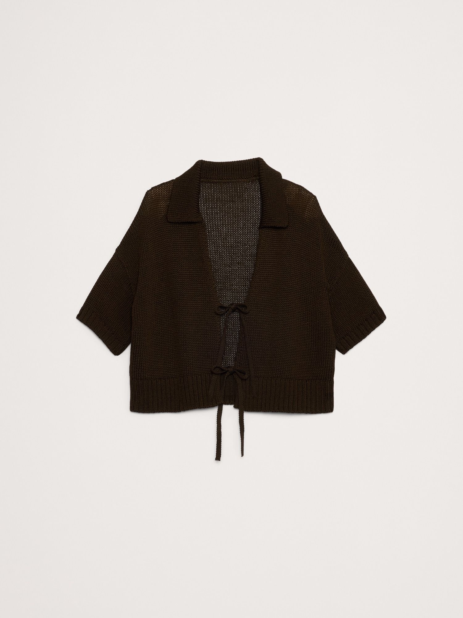 Image number 2 showing, Cotton Tie-Front Polo Cardigan