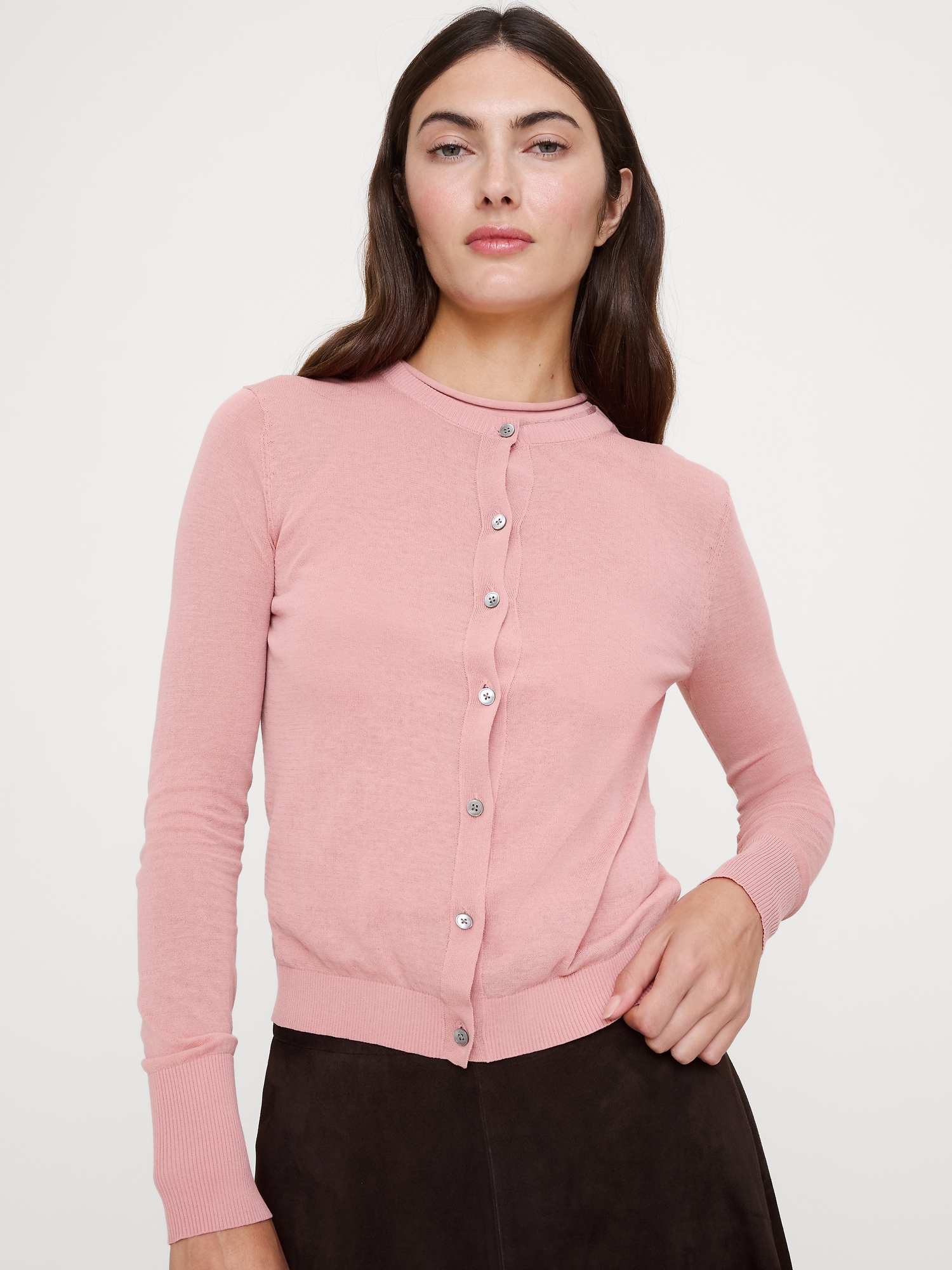Image number 3 showing, Sheer Ultra-Fine Cotton Cardigan