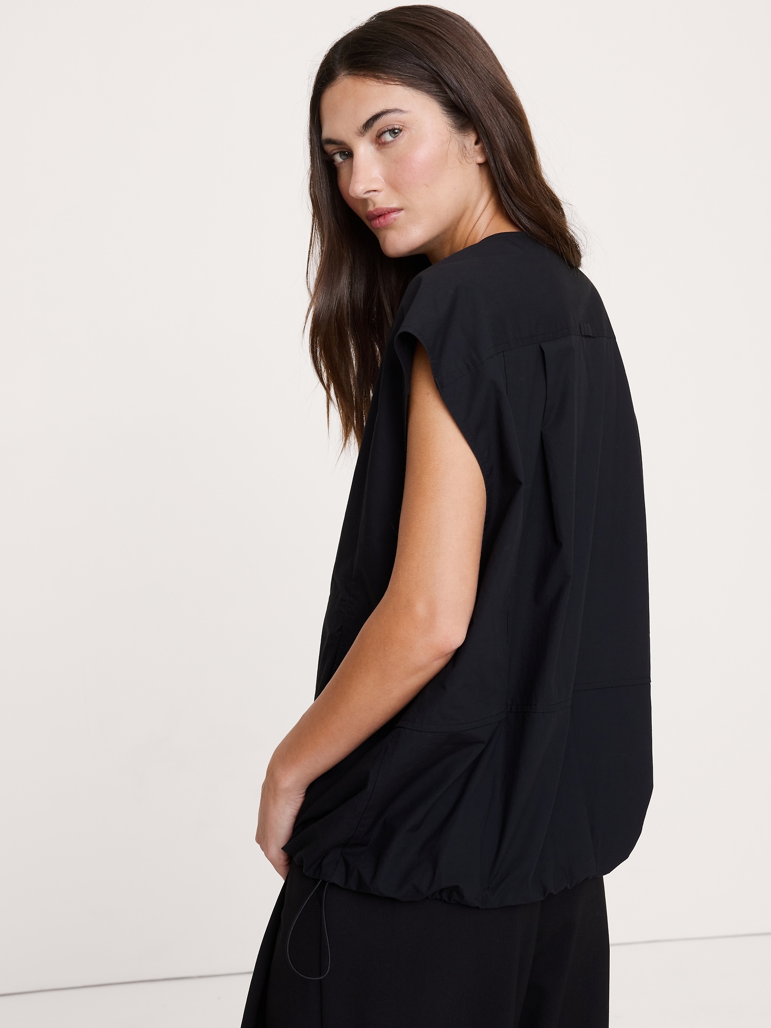 Image number 2 showing, Cotton Poplin Bubble-Hem Top