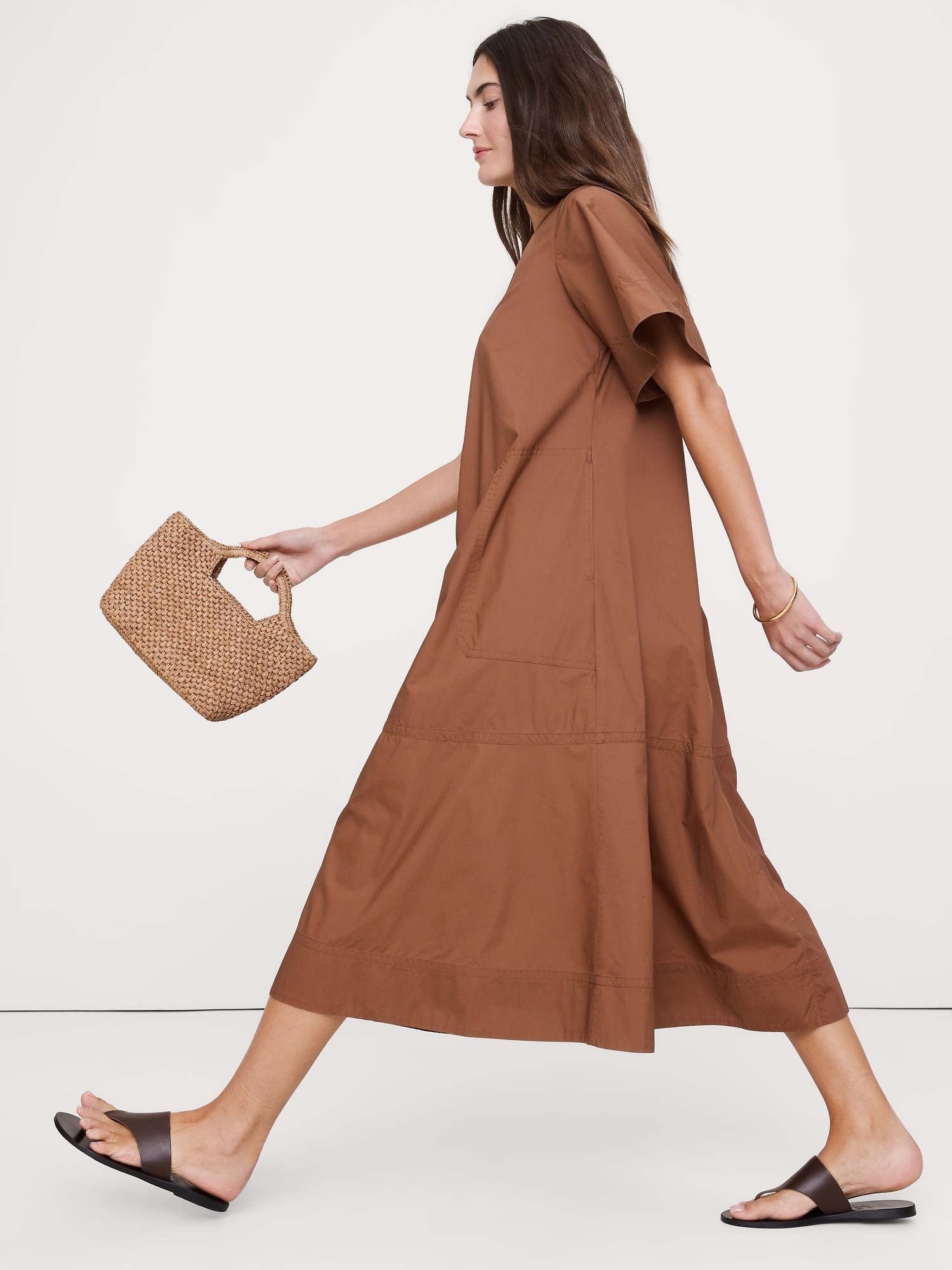 Image number 6 showing, Cotton Poplin Trapeze Midi Dress