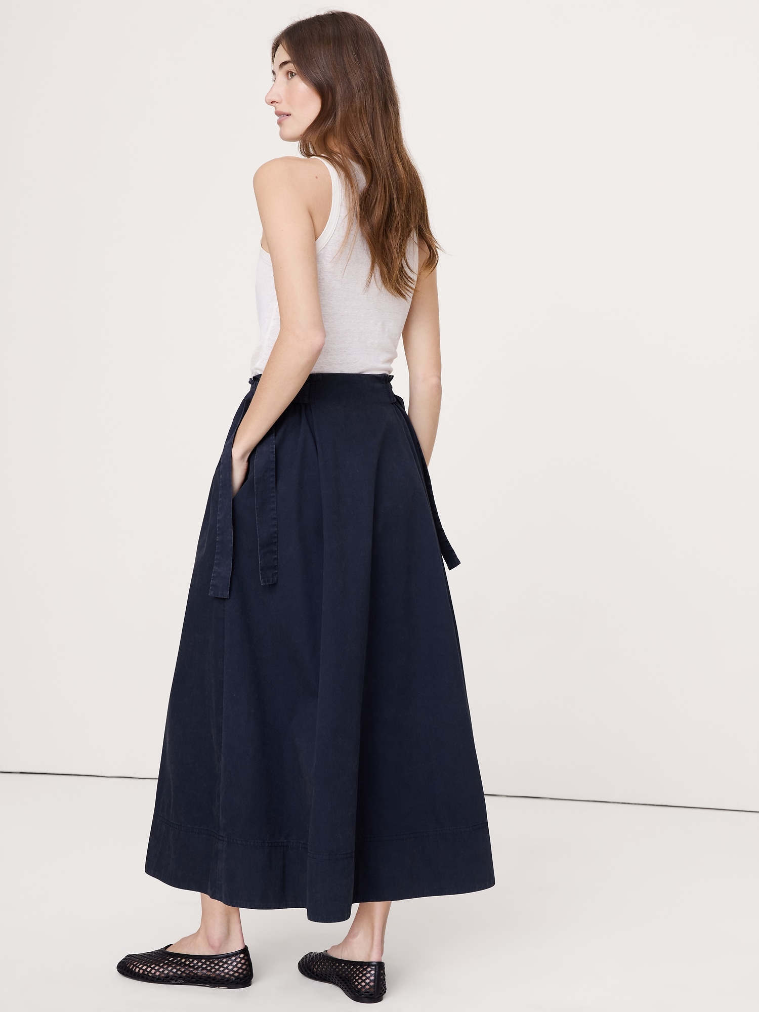 Image number 3 showing, Cotton Twill Side-Tie Maxi Skirt