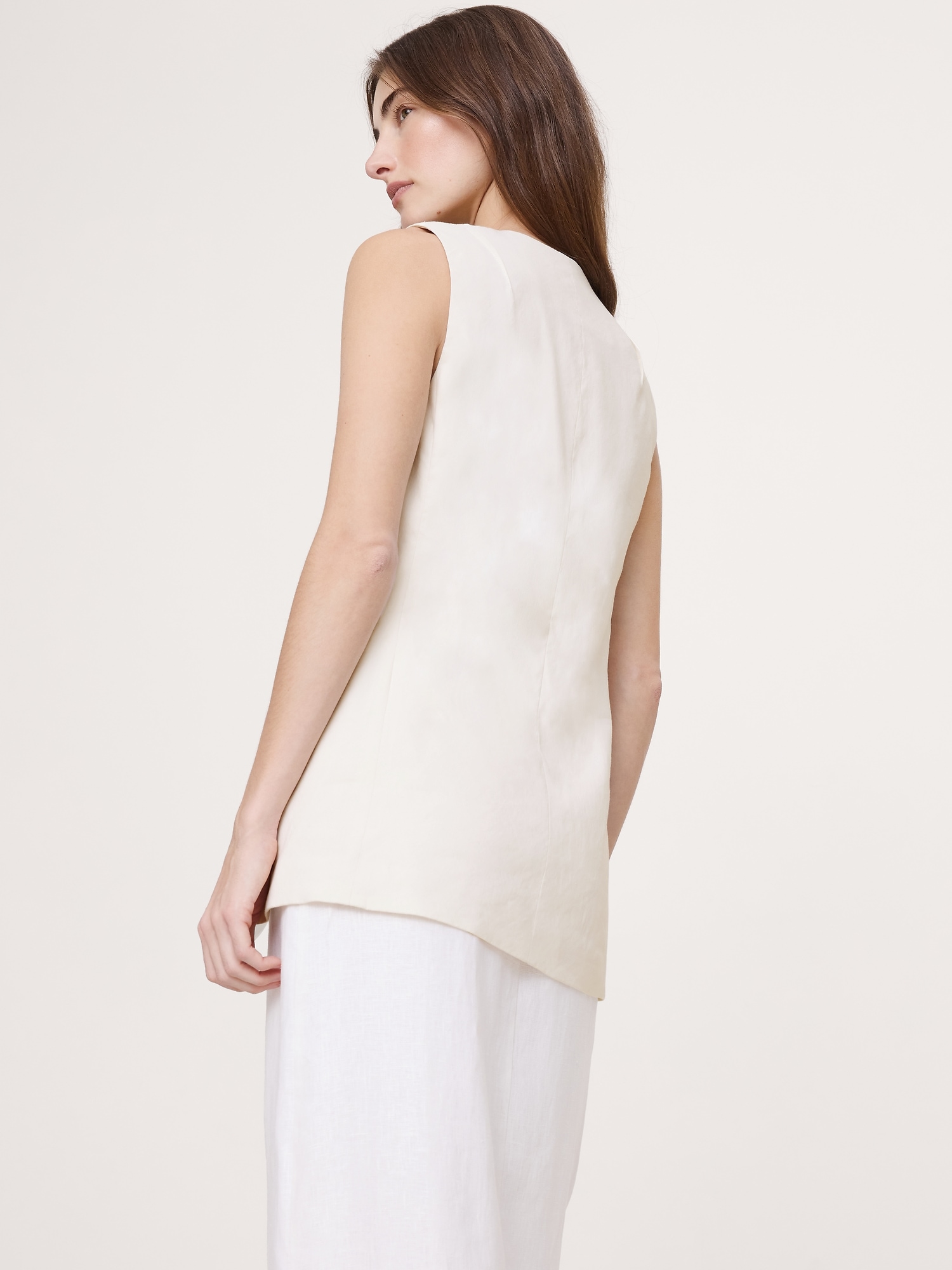 Image number 8 showing, Stretch Linen-Viscose Long Vest